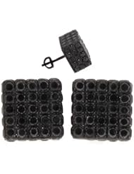 7.34 Carat Brilliant Round Black Diamond Stud Earrings