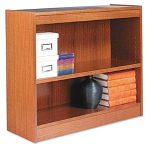 Alera Wood Veneer 2-Shelf Square Corner Bookcase, Finished Back, 36 x 12 x 30, Medium Oak... by Alera