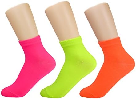 LEGGERO 3 pack ankle high socks in assorted solid neon colors from Korea, Women 5-10