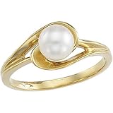 14K White or Yellow Gold Akoya Cultured Pearl Ring