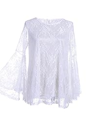 Floral Print Bell Sleeves Long Sleeves Sheer Lace Mini Dress 