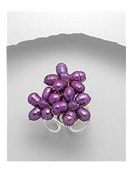 Purple (Dyed) Fresh Water Pearl Ring In White Base