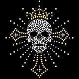 Youth Long-Sleeve T-Shirt : Golgotha Skull with Crown and Cross - Goth Embellished Rhinestone Design