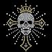 Youth Long-Sleeve T-Shirt : Golgotha Skull with Crown and Cross - Goth Embellished Rhinestone Design