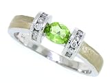 0.31Ct Oval Peridot and Diamond Engagement Ring in 14Kt Satin Finish White Gold-8