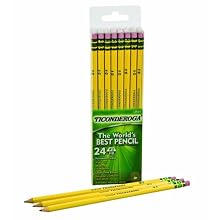 Ticonderoga No. 2 Soft Pencils, Twelve 24 Count Hang-Tab Boxes, Total 288 Pencils - (Wood-Cased, Black Writing) in Yellow (13924)