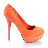 Qupid Neutral-01 Round Toe Pump ORANGE