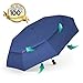 Procella Travel Umbrella - Compact for Easy Carrying, Strong, Durable Double Canopy - Auto Open and Close - Windproof & Waterproof - Sturdy - High Quality - Perfect Gift - Lifetime Guarantee (Navy Blue)