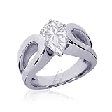 0.50 Ct Pear Shaped Solitaire Diamond Engagement Ring SI2-F 14K Split Band