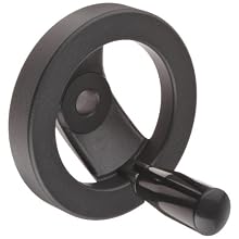 2 Spoked Black Powder Coated Aluminum Dished Hand Wheel with Fold-A-Way Handle, 4" Diameter, 1/2" Hole Diameter (Pack of 1)