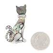 Rhinestone and Abalone Sleek Cat Brooch Pin
