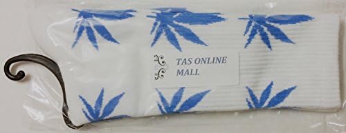 TAS ONLINE MALL 1 Pair Socks White Color with Blue Color Leaves.