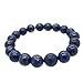 Gem Stone King Gorgeous 10mm Round Simulated-Lapis Stretchy Bracelet for Women Fits up to 8.5 inch Wrist