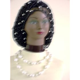Click here to buy Sn54, Hand Crocheted Black Gimp Large Snood Trimmed with Rhinestones for Women in Combination with... by Gita.