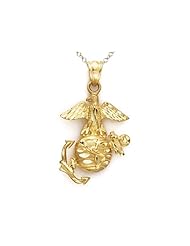 14kt Yellow Gold US Marines Emblem Pendant - Chain Included