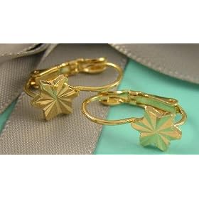 18KT Gold Filled Diamond Cut Stars Hoop Hoops Earrings - NEW