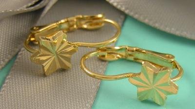 Click here to buy 18KT Gold Filled Diamond Cut Stars Hoop Hoops Earrings - NEW.