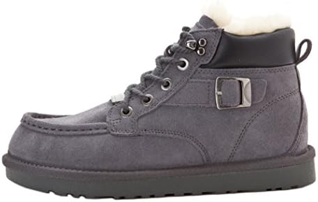 KAMEIQI Christmas Men Warm Thick Fluff Fasion Buckle Lace Up Clearance Snow Boots(Lover Shoes)(9 D(M)US,gray)