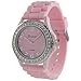 Geneva Platinum CZ Accented Silicon Link Watch, Large Face
