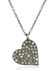 Zoe Chicco "Noir" 16" Oxidized Silver Diamond Heart Necklace