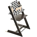 ストッケ トリップトラップ チェアセット チェア:ヘイジーグレー ベビーセット:ナチュラル クッション:ブラックシェブロン 【3個口】