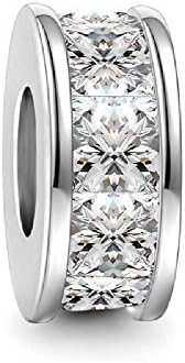 Soufeel April Birthstone White Flowers Crystal Charm 925 Sterling Silver Charm
