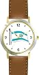 Flag of Israel No.2, Star of David or Mogen David Judaica Jewish Theme - WATCHBUDDY&reg; DELUXE TWO-TONE THEME WATCH - Arabic Numbers - Brown Leather Strap-Women's Size-Small