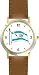Flag of Israel No.2, Star of David or Mogen David Judaica Jewish Theme - WATCHBUDDY&reg; DELUXE TWO-TONE THEME WATCH - Arabic Numbers - Brown Leather Strap-Women's Size-Small