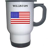 US Flag - Williston, North Dakota (ND) White Stainless Steel Mug