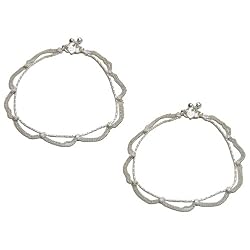 India Jewelry Silver Anklet Pairs 10.25 inches