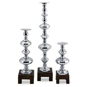Set of 3 Carolyn Kinder 5th Avenue Chrome Candle Holders by CC Home Furnishings