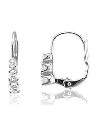 14k White Gold 3 Stone Hoop Huggies Diamond Earrings (GH, I1-I2, 0.22 carat)
