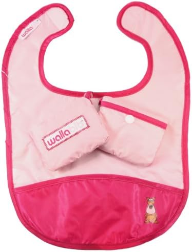 Wallabib Pocket Bib for the Baby on the Go - Mess Free Travel Pouch (Pink)