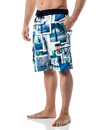 Alki'i Men's Hybrid Boardshorts - Surfer Postcard Print