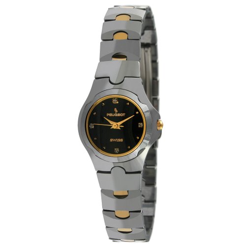 Peugeot Women's PS8058L Swiss Round Two-Tone Tungsten Carbide Bracelet Watch
