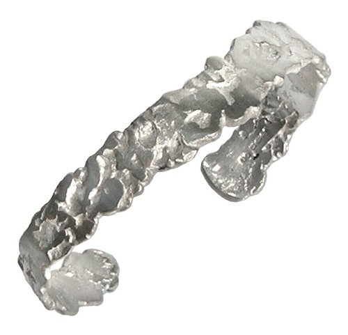 Organic Textured Chunky Silver Cuff Bangle - Women'S Size - By Emily Morgan