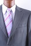 Men's Single Breasted 2 Button Superior 150s Extra Fine Gray Dress Suit With Flat Front Pants
