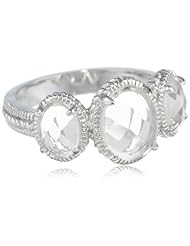 Bronze and White Glass 3-Stone Ring, Size 7
