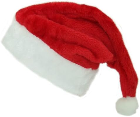 Santa Hat Velveteen with White Faux Fur Trim (One Size, Red / White, 12 Pieces)