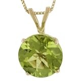 14k Yellow Gold 6mm Round Peridot 4-Prong Pendant, 18