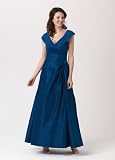 David's Bridal Long Iridescent Taffeta Mock Two-piece Dress Style F23052