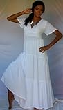 WHITE DRESS MAXY HIPPY GYPSY BOHO FITS - M L XL 1X 2X - V850S