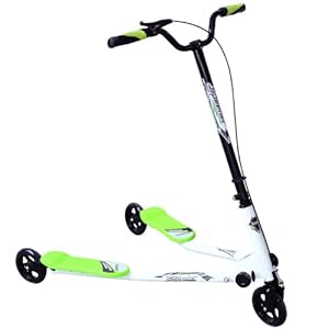 New Kids 3 Wheels Foldable Speeder Scooter Tri Slider Winged Push Motion Drifter Flicker Green Large Type for Age 7+