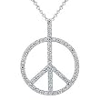 CZ Peace Sign Pendant 16" Adjustable