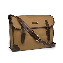 Olive n Figs Khaki 100% Cotton Canvas Messenger Bag