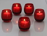 Set of 72 Red Glass Optic Votive / Tealight Candle Holders, Red
