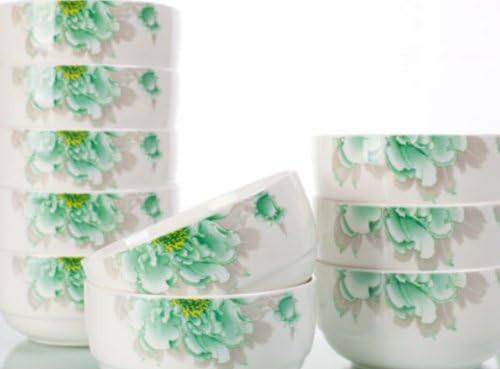 JustNile 10-Piece Green Hibiscus Soup Bowl Set