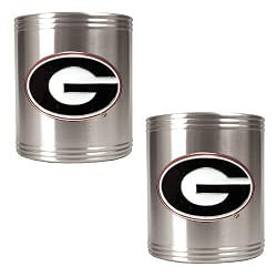 Georgia Bulldogs NCAA 2pc Stainless Can Holder Set by Great American Products