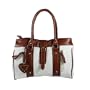 [Lady Abigale] Stylish White Double Handle Leatherette Satchel Bag Handbag Purse