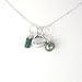 Friends Word Pendant with Green Pearl and Green Aventurine on 16 Sterling Silver Chain